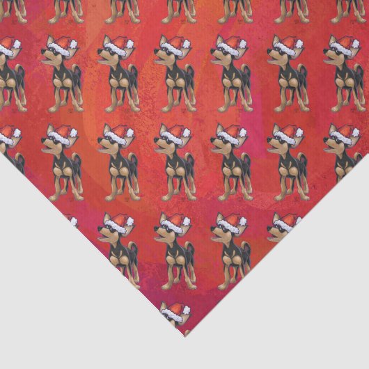 Chihuahua Kerstmis op rood Tissuepapier (Detail)