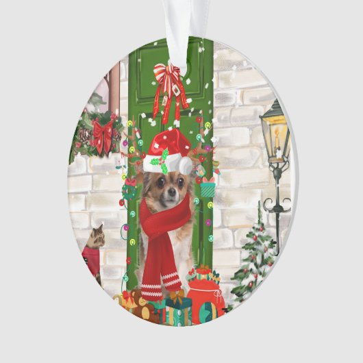 Chihuahua Kerstmis Ornament (voorkant)