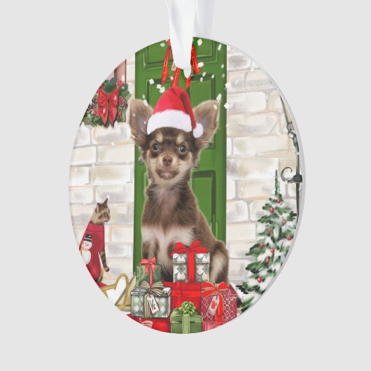 Chihuahua Kerstmis Ornament (voorkant)