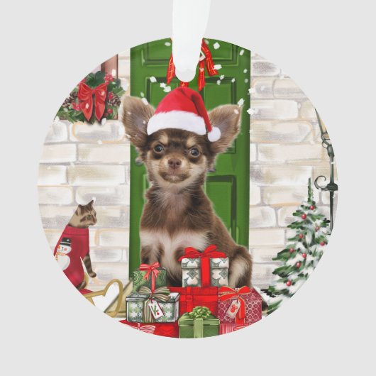 Chihuahua Kerstmis Ornament (voorkant)