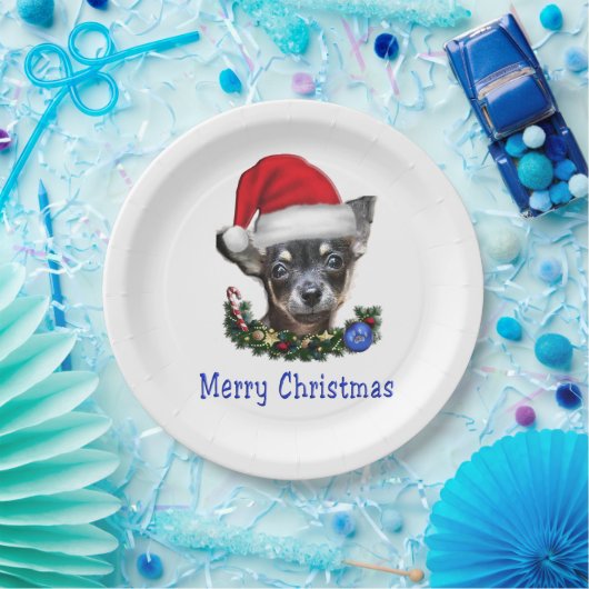 Chihuahua kerstmis papieren bordje (Feest)