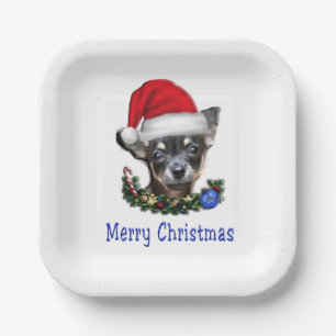 Chihuahua kerstmis papieren bordje