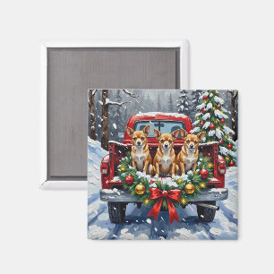Chihuahua Kerstmis Rode Truck Vakantie Magneet