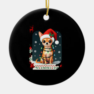 Chihuahua Kerstmis Sinterklaas Verschrikkelijke Tr Keramisch Ornament