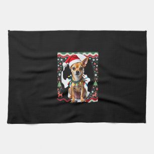 Chihuahua Kerstmis Sinterklaas Verschrikkelijke Tr Theedoek