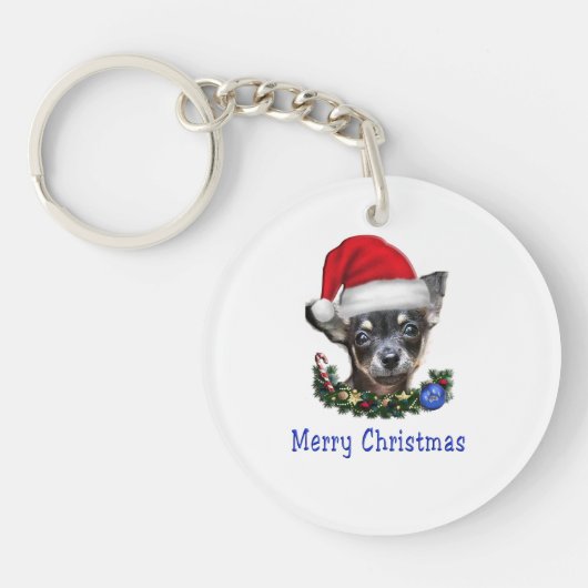 Chihuahua kerstmis sleutelhanger (Voorkant)