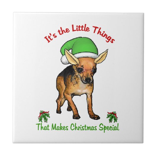 Chihuahua Kerstmis Tegeltje (Voorkant)