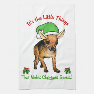 Chihuahua Kerstmis Theedoek