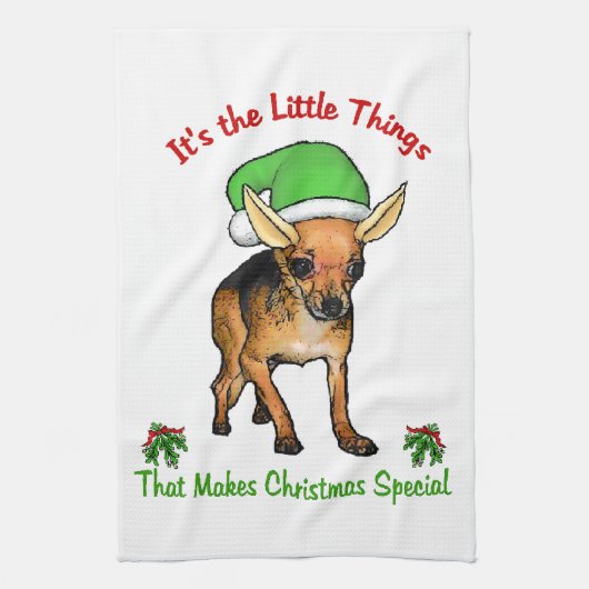 Chihuahua Kerstmis Theedoek (Verticaal)