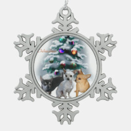 Chihuahua Kerstmis Tin Sneeuwvlok Ornament