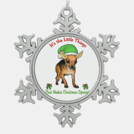 Chihuahua Kerstmis Tin Sneeuwvlok Ornament