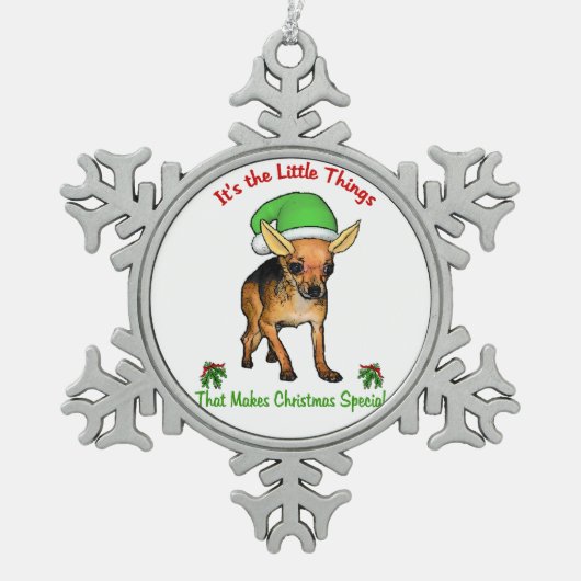 Chihuahua Kerstmis Tin Sneeuwvlok Ornament (Voorkant)