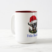 Chihuahua Kerstmis Tweekleurige Koffiemok (Voorkant links)
