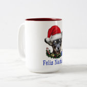 Chihuahua Kerstmis Tweekleurige Koffiemok (Voorkant links)