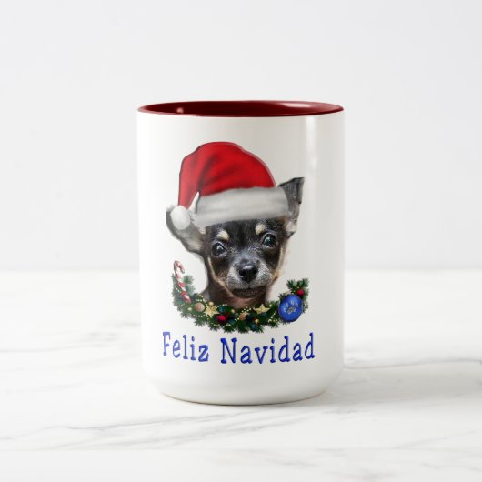 Chihuahua Kerstmis Tweekleurige Koffiemok (Center)