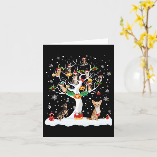 Chihuahua Kerstmis Xmas Boom Hondenliefhebber Mann Kaart (Gele Bloem)