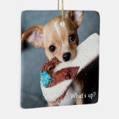 Chihuahua kerstsierplein, gepersonaliseerd keramisch ornament (Rechts)