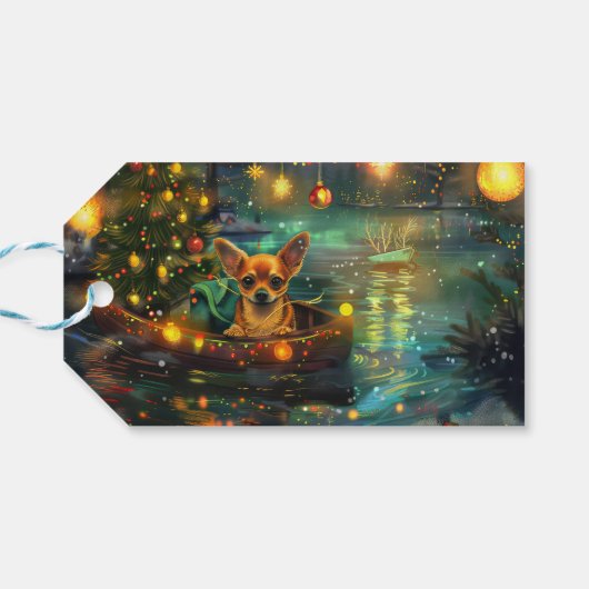 Chihuahua Kerstvakantie Cadeaulabel (Achterkant Horizontaal)