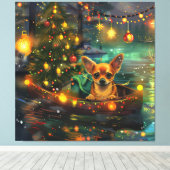 Chihuahua Kerstvakantie Canvas Afdruk (Insitu (Houten vloer))