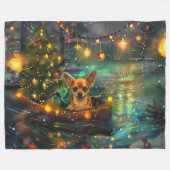 Chihuahua Kerstvakantie Fleece Deken (Voorkant (Horizontaal))