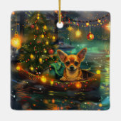 Chihuahua Kerstvakantie Keramisch Ornament (Achterkant)