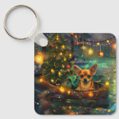 Chihuahua Kerstvakantie Sleutelhanger (Voorkant)