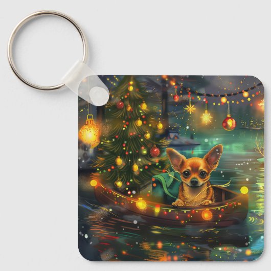 Chihuahua Kerstvakantie Sleutelhanger (Voorkant)