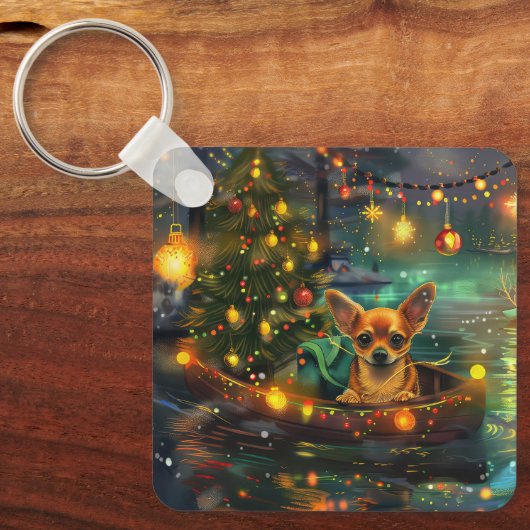 Chihuahua Kerstvakantie Sleutelhanger (Voorkant)