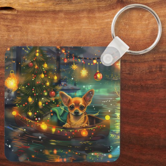 Chihuahua Kerstvakantie Sleutelhanger (Achterkant)