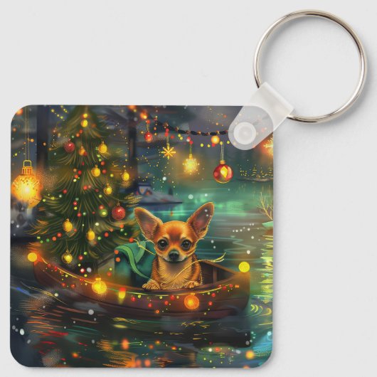 Chihuahua Kerstvakantie Sleutelhanger (Achterkant)