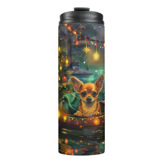 Chihuahua Kerstvakantie Thermosbeker (Voorkant)
