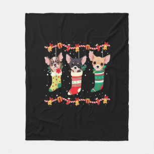 Chihuahua Kerstverlichting Grappig Kerstmis Hond L Fleece Deken