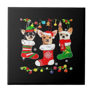 Chihuahua Kerstverlichting Kerstman Hond Klassiek Tegeltje