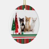 Chihuahua kerstversier keramisch ornament (Rechts)