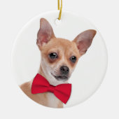 Chihuahua kerstversier keramisch ornament (Voorkant)