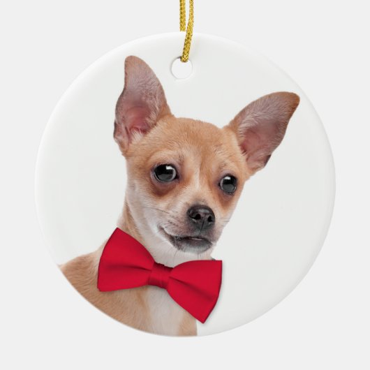 Chihuahua kerstversier keramisch ornament (Voorkant)
