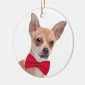 Chihuahua kerstversier keramisch ornament (Links)