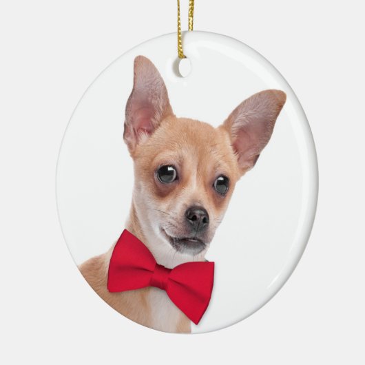 Chihuahua kerstversier keramisch ornament (Links)