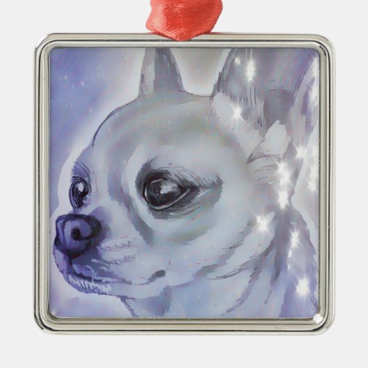 Chihuahua kerstversier metalen ornament (Voorkant)