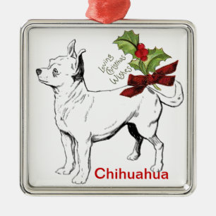 Chihuahua kerstversier metalen ornament