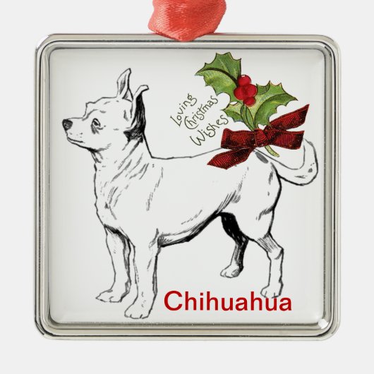 Chihuahua kerstversier metalen ornament (Voorkant)