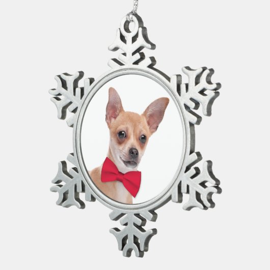 Chihuahua kerstversier tin sneeuwvlok ornament (Rechts)