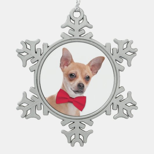 Chihuahua kerstversier tin sneeuwvlok ornament (Voorkant)