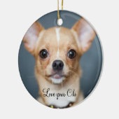 Chihuahua kerstversiering Voeg je foto toe Keramisch Ornament (Links)