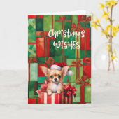 Chihuahua Kerstwensen & Kusjes Kaart (Gele Bloem)