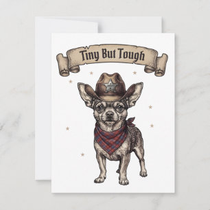 chihuahua, klein maar taai, cowboy hond, westerse RSVP kaartje