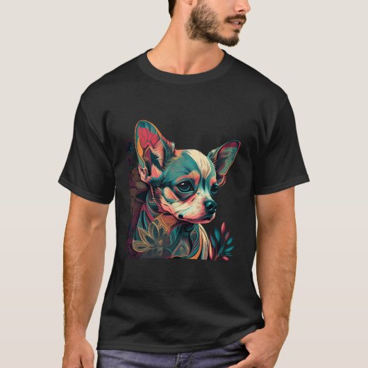 Chihuahua Kleurrijke Kunst Salvador Dali Hond Pupp T-shirt (Voorkant)