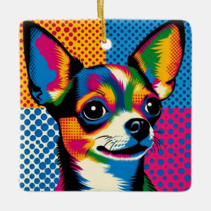 Chihuahua, Kleurrijke Pop Art Stijl, Keramisch Ornament