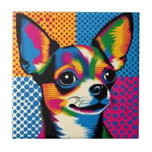 Chihuahua, Kleurrijke Pop Art Stijl, Tegeltje