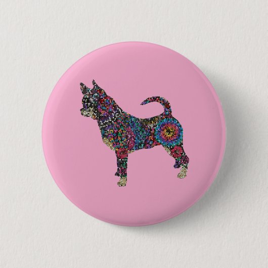 Chihuahua Knop Ronde Button 5,7 Cm (Voorkant)